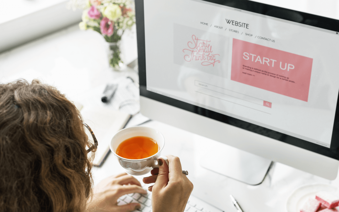 woman looking at desktop